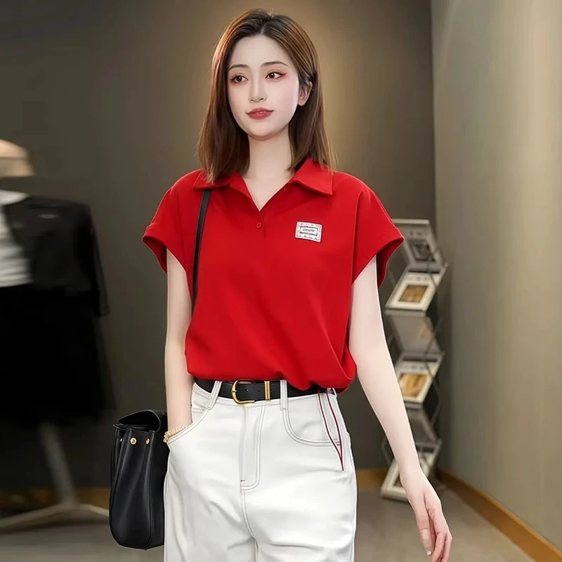 短袖衬衫女2025夏季新款时髦洋气宽松显瘦T恤抽绳设计感减龄上衣