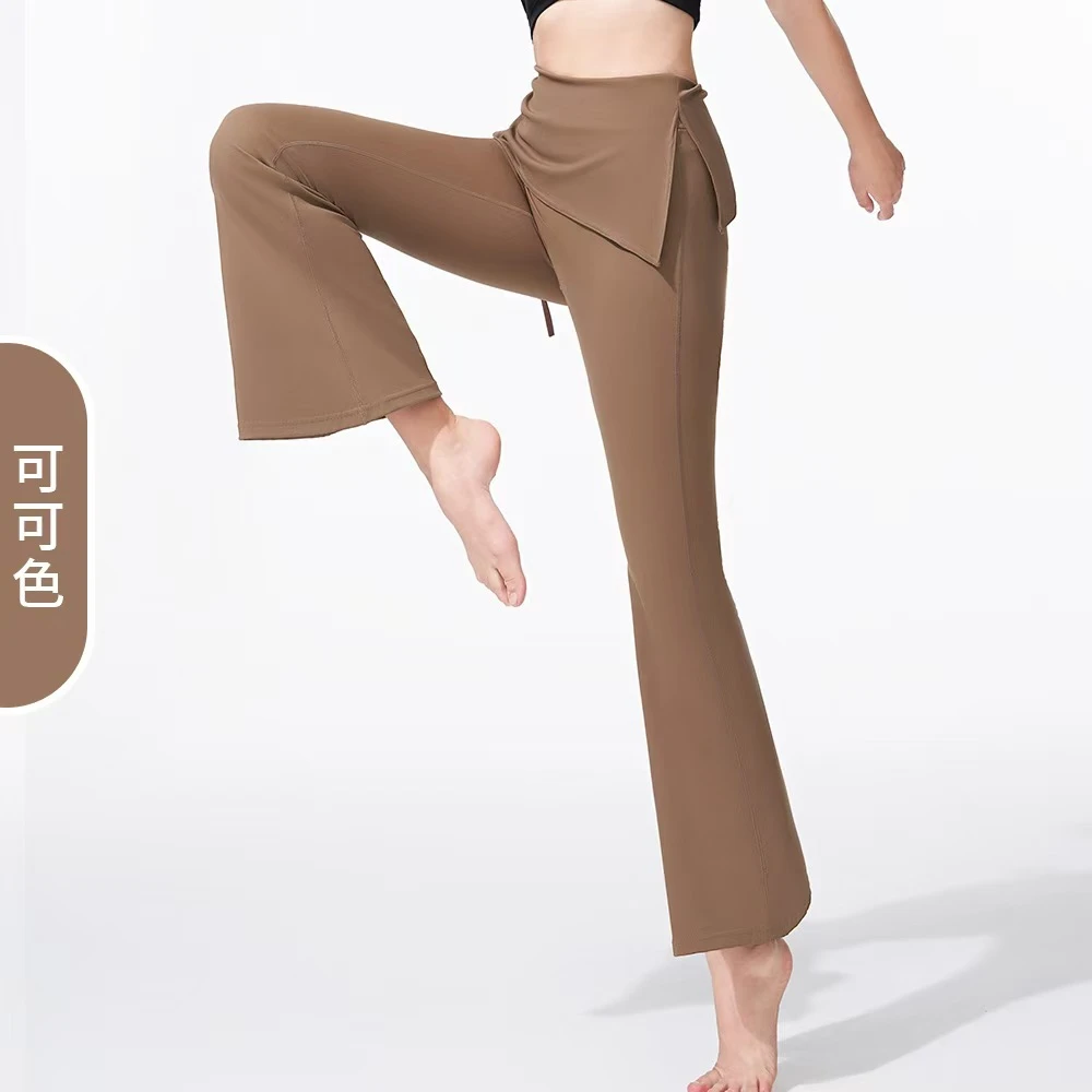 新款假两件健身裤女高腰弹力紧身跑步裤裙速干运动裤秋季瑜伽长裤