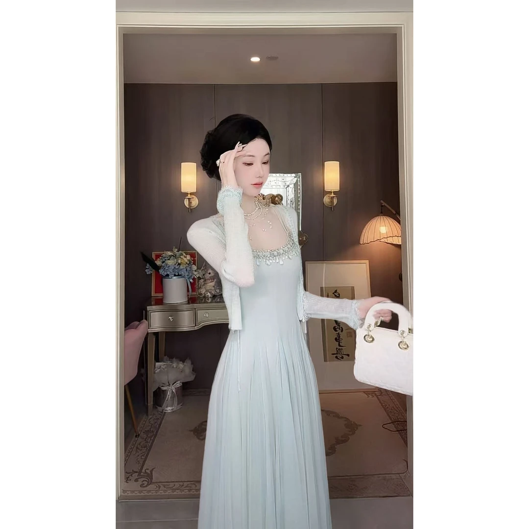 【雅乔定制】蕾丝水晶 蕾丝花边系带针织开衫外套春夏DYJJ-25030845