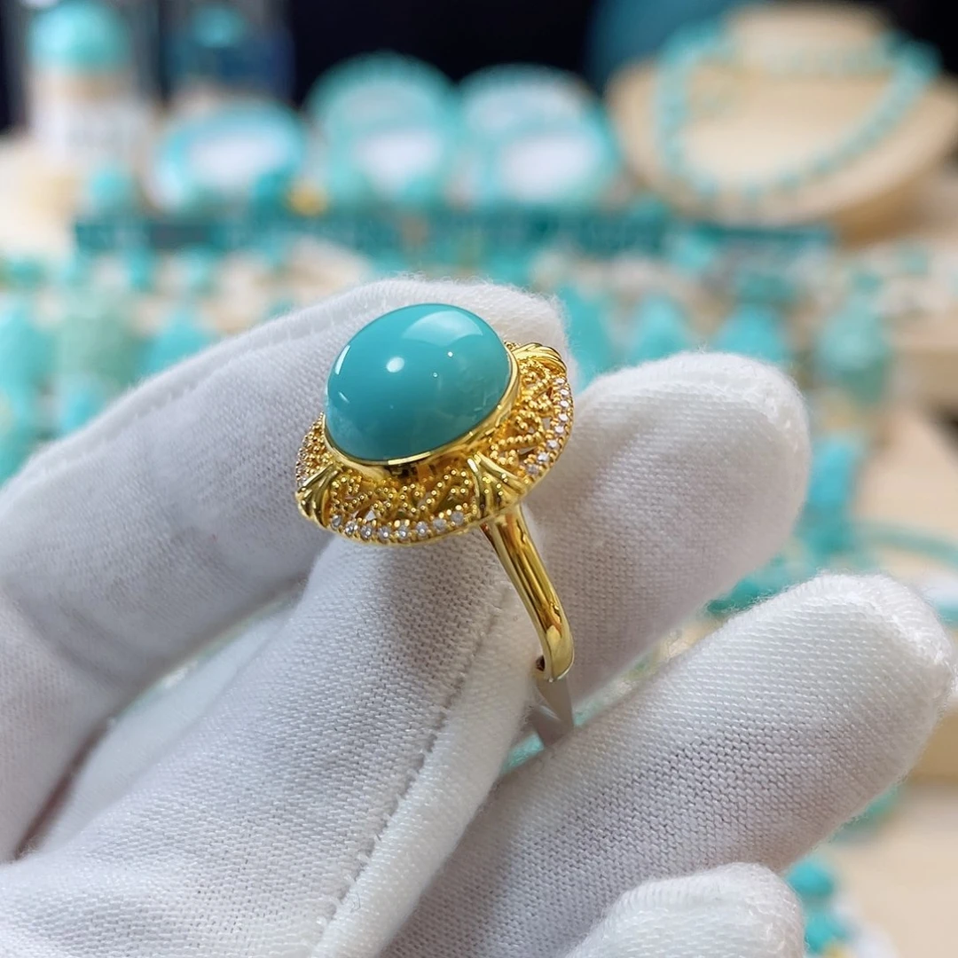 绿松石珠宝奇石18K金镶嵌