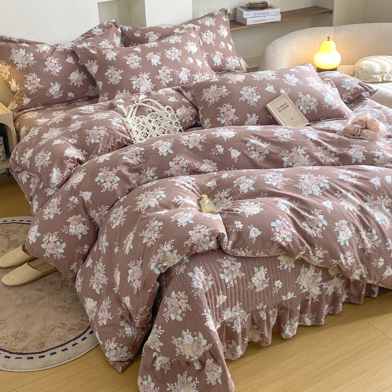 2025新款 A类皱皱纱床盖款四件套夹棉加厚款床盖软糯亲肤四季可用