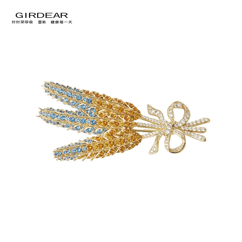 GIRDEAR/哥弟 铜合成锆石胸针 气质精致麦穗领针女配饰 1900393