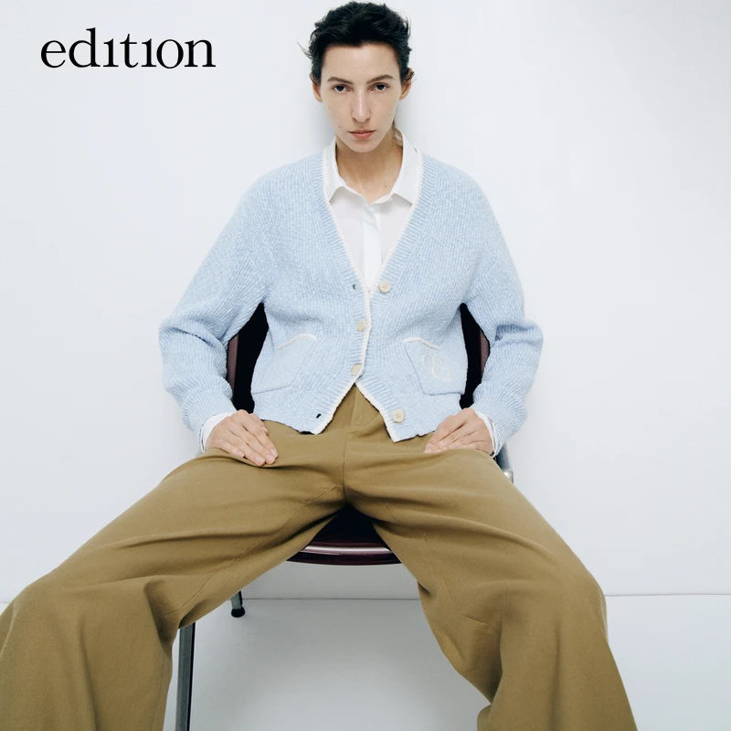 【陈大可】edition针织开衫女丝棉花纱短款毛衣外套#EBD1CART04