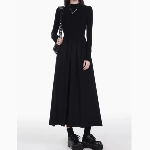 直播间链接无实物连衣裙保暖时尚百搭秋冬气质黑色