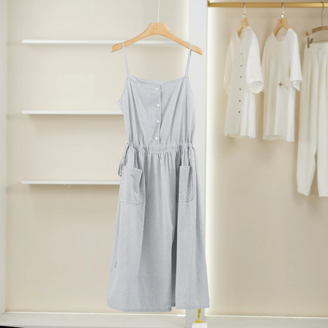 麦迪尚品【萱子】5061427 时尚抽绳收腰吊带裙夏季女装品牌折扣