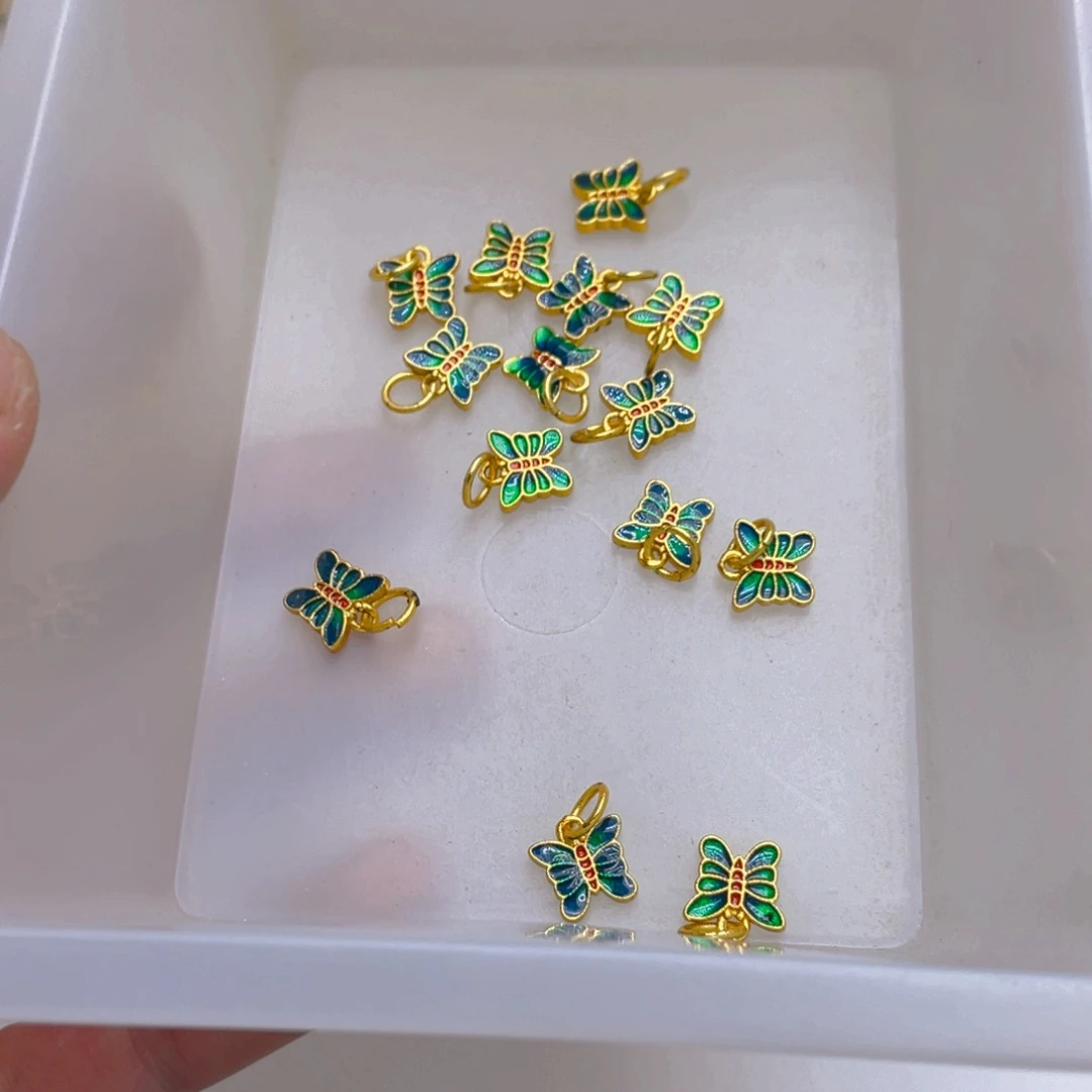锆石铜合金珐琅彩蝴蝶2颗