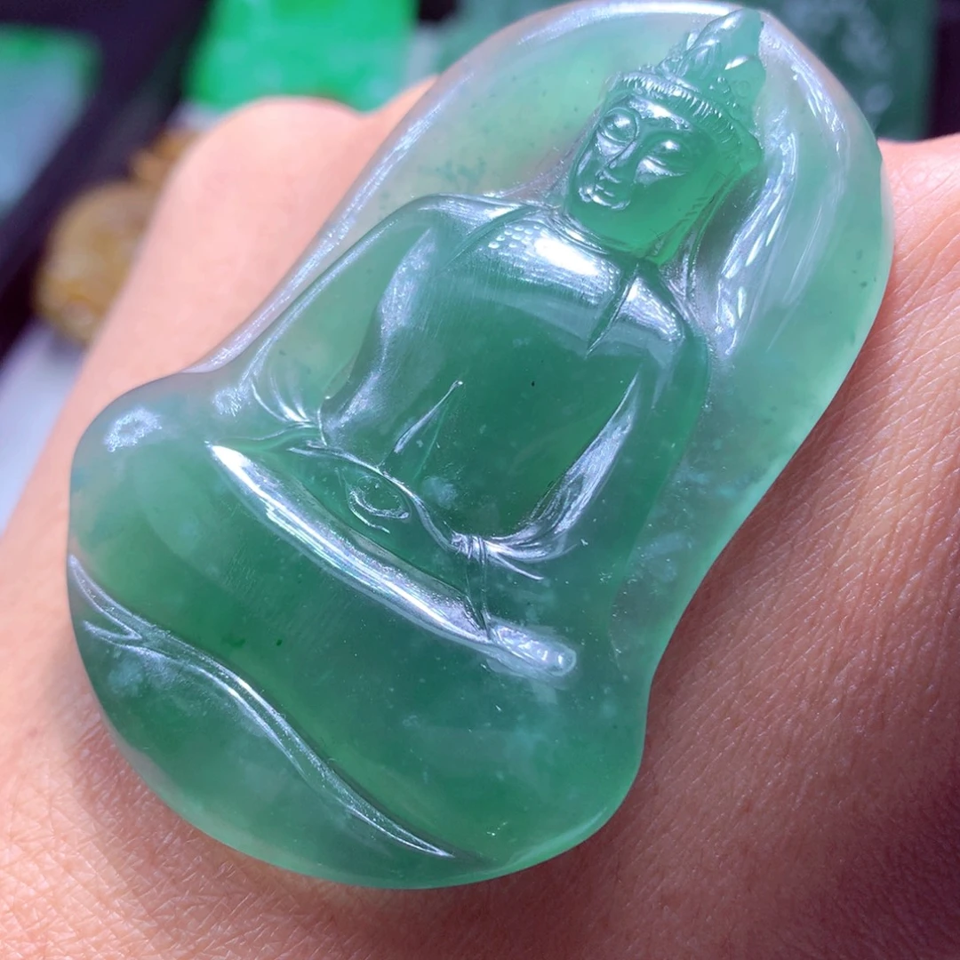 定制翡翠未镶嵌天然翡翠A货毛货挂件