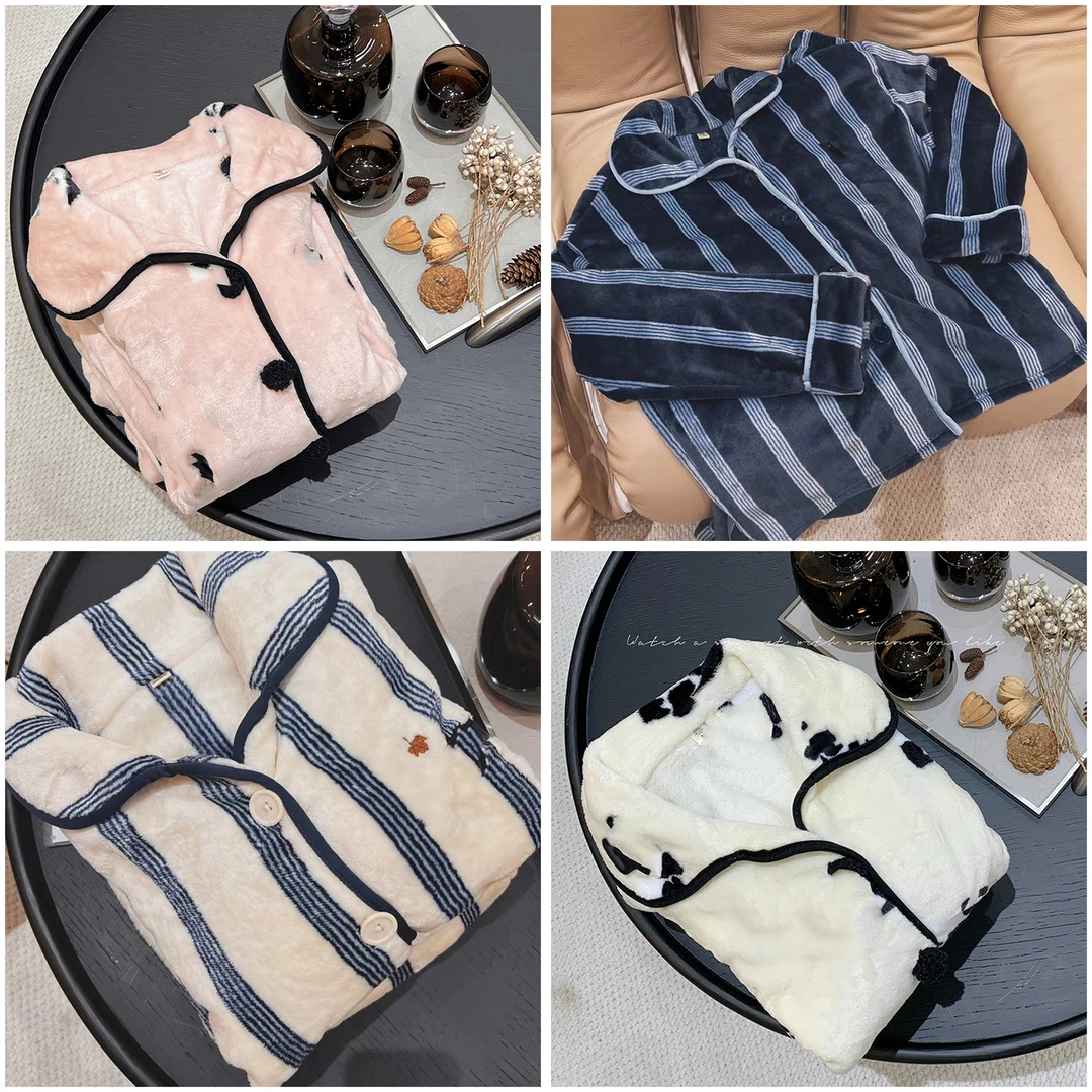 野家同款黑豹法兰绒加厚情侣家居服柔软舒适时髦居家睡衣套装秋冬