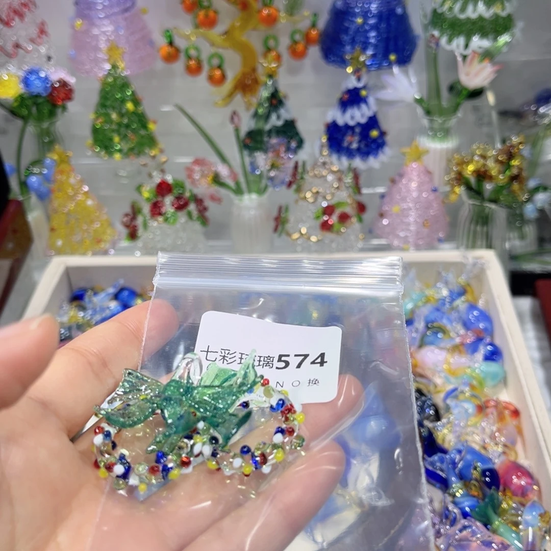 小***糖玻璃吊坠（不含链）574花环耳钩