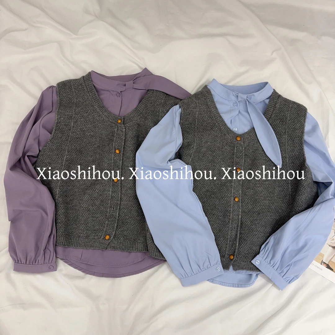 小时候女装店两件套马甲衬衫7186