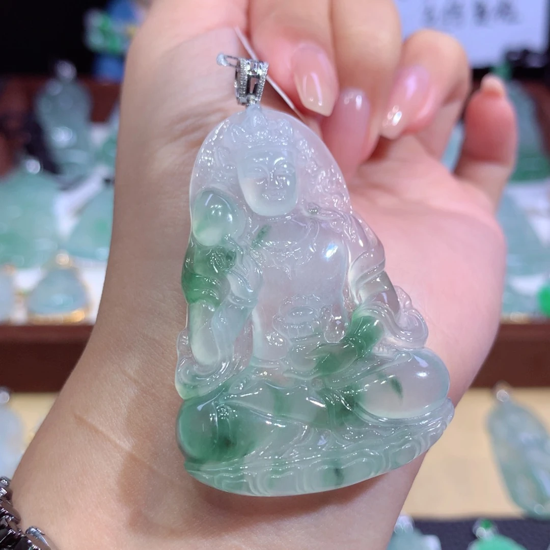 吊坠(不含链)18K金镶嵌翡翠