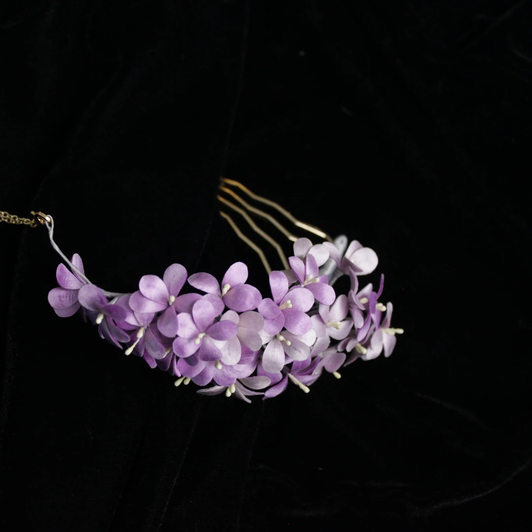 【紫岚】非遗古风桑蚕丝绒花花发夹鸭嘴夹日常百搭新中式