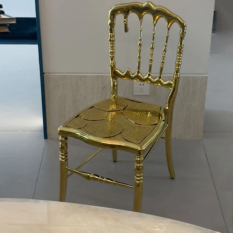 潮巢轻奢设计感黄铜椅子