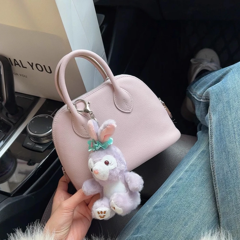 梦幻紫蜡线贝壳包女高级感手提保龄球包2025新款真皮单肩斜挎包包