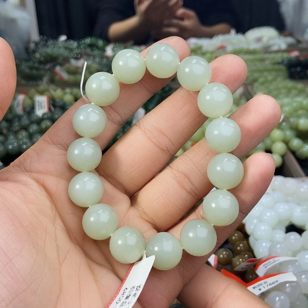 和田玉未镶嵌手串天然卡14且末青白玉多样性拍一发一