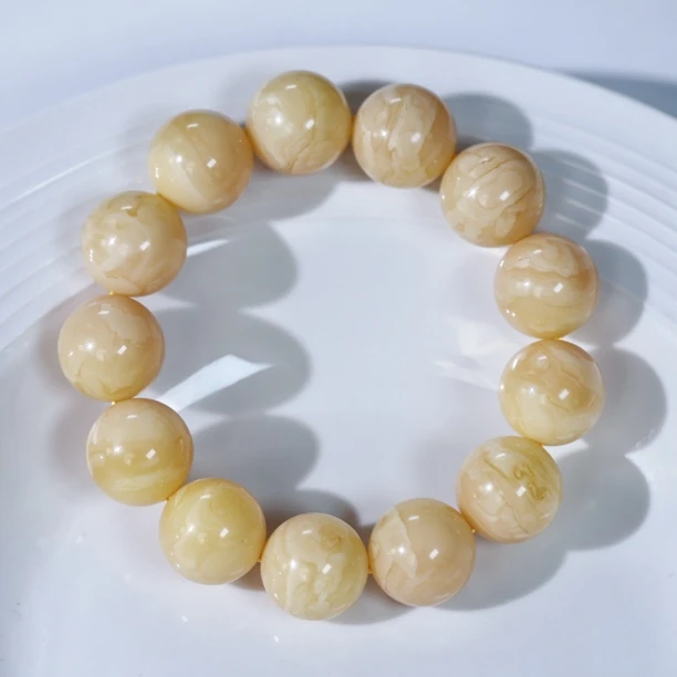 同料18mm+俄料无优化浓蜡粉咖奶咖蜡浓白蜡蜜蜡圆珠手串男士文玩