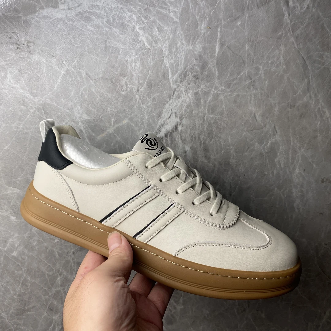 新款牛皮男鞋小白鞋3522829米白色