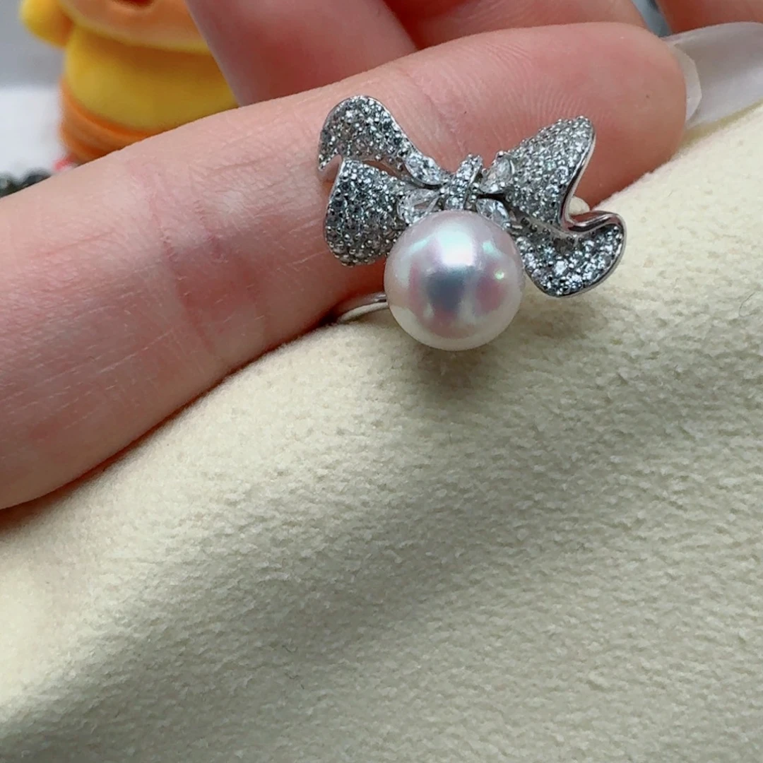 银S925镶嵌戒指海水珍珠@@yj368