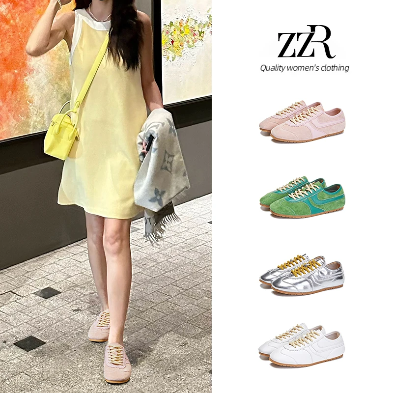 ZZR2025新款百搭平底阿甘鞋女透气低帮系带休闲鞋