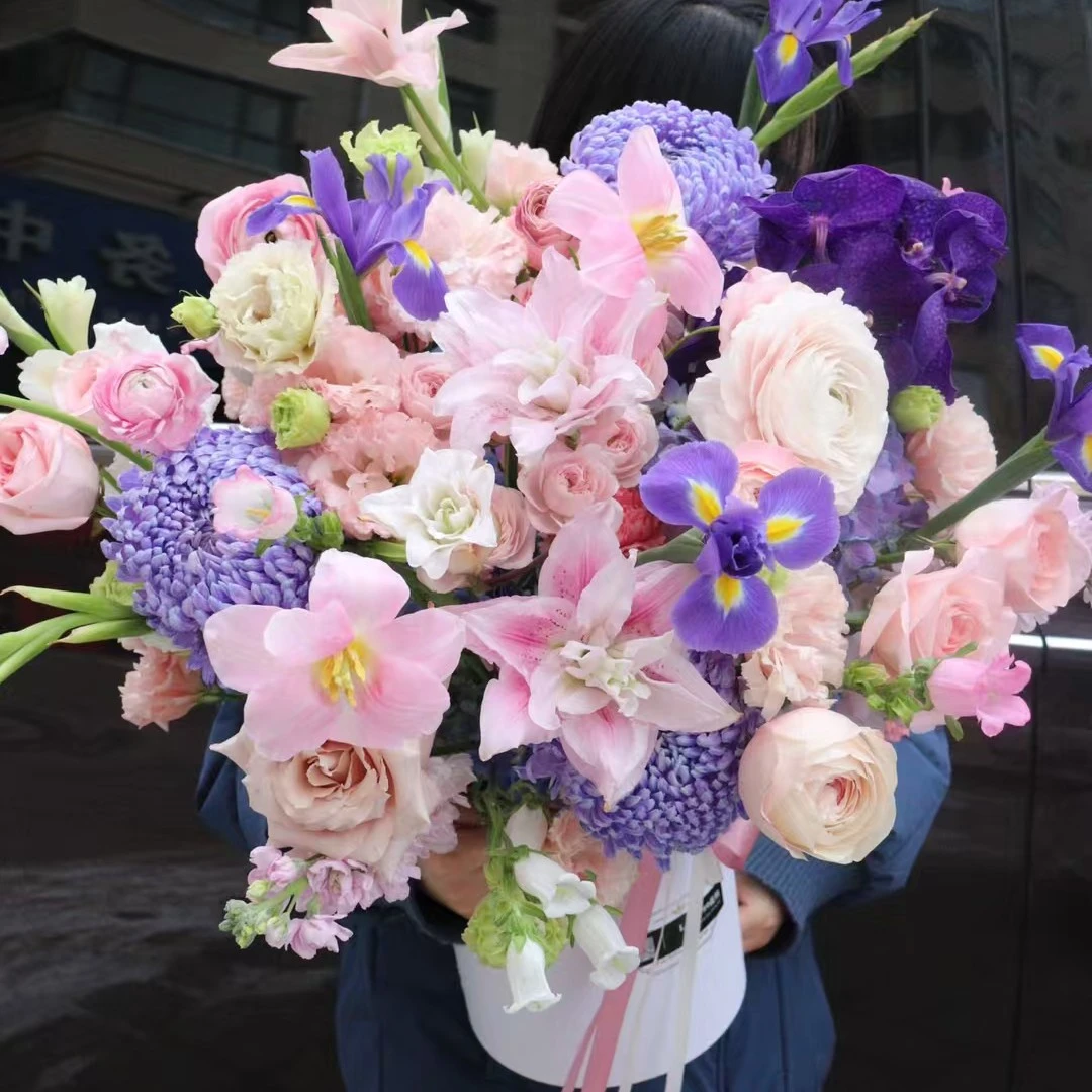 粉紫色雍容华贵大气的抱抱桶，送领导，送长辈