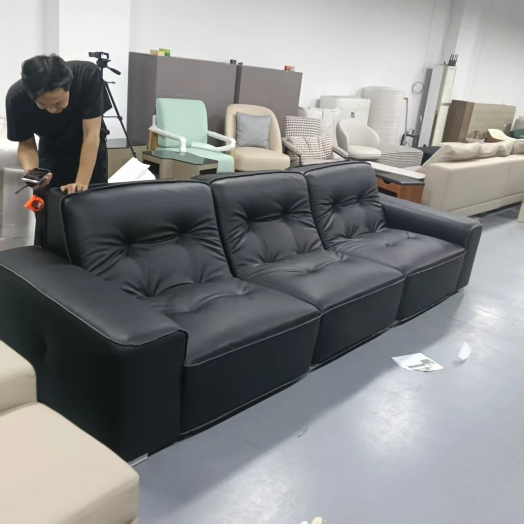 现代中古风极简北欧免洗头层牛皮简约沙发皮沙发皮艺客厅家用