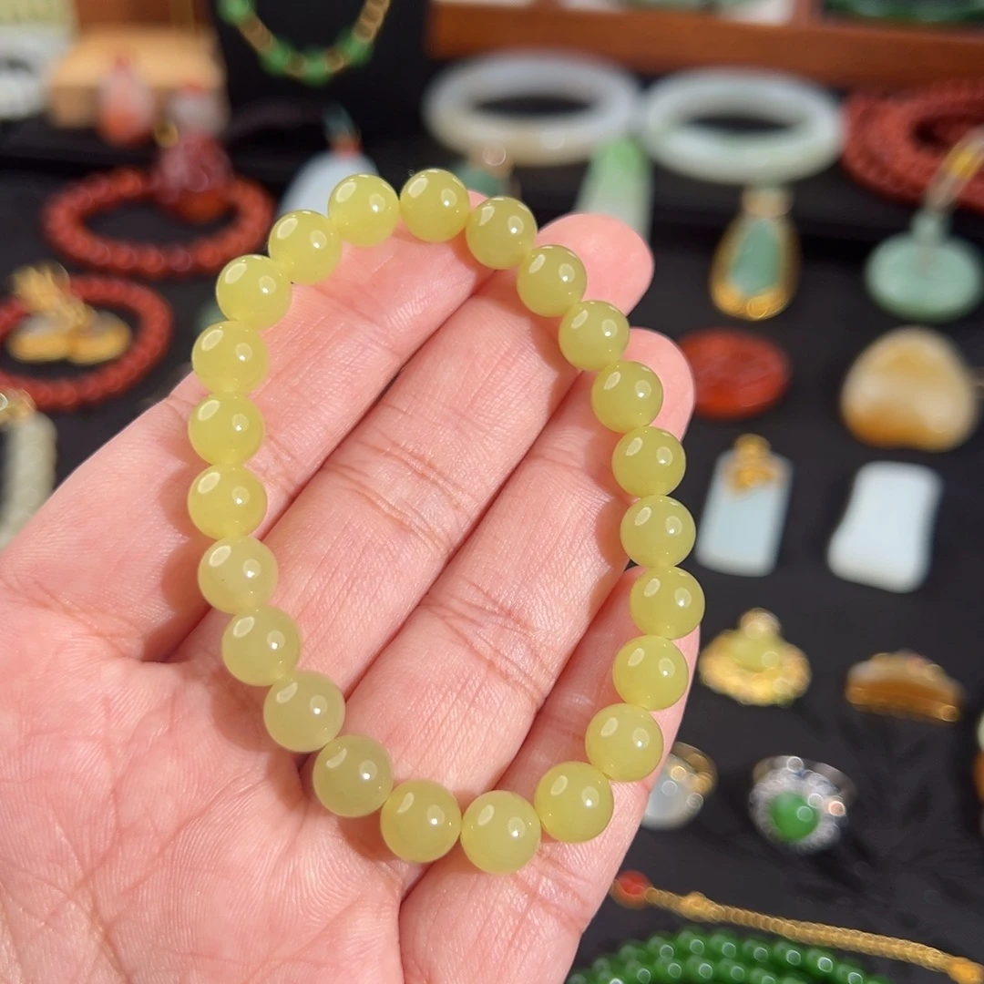 和田玉未镶嵌手串黄口8mm手串