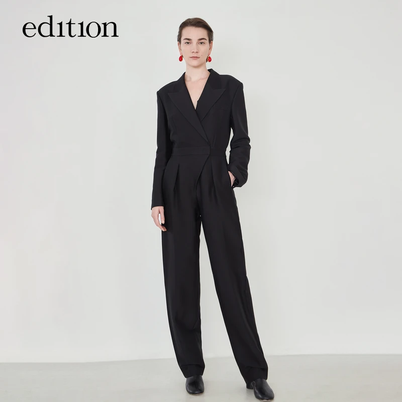 edition彝族灵感系列露背女绅士西装连体裤黑色连体衣#EBB4JPS001