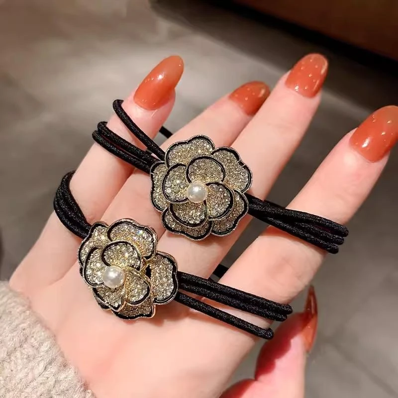 2024新款小香风山茶花发绳女高端头绳皮筋马尾头饰发圈扎头发饰品