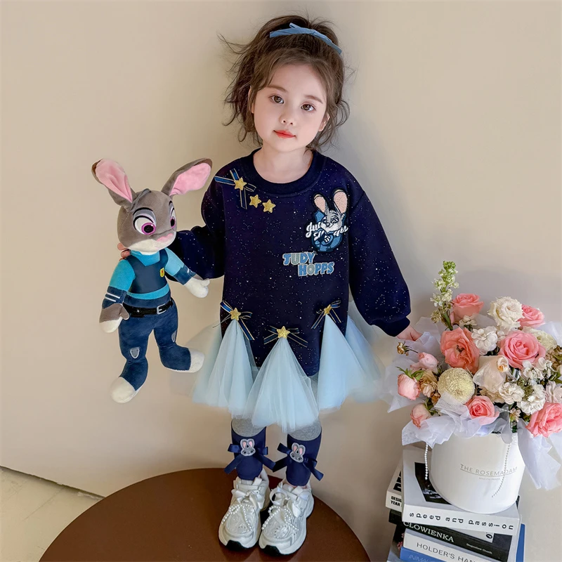 女童秋装套装2025新款兔子警官儿童卫衣裙洋气小童两件套宝宝衣服