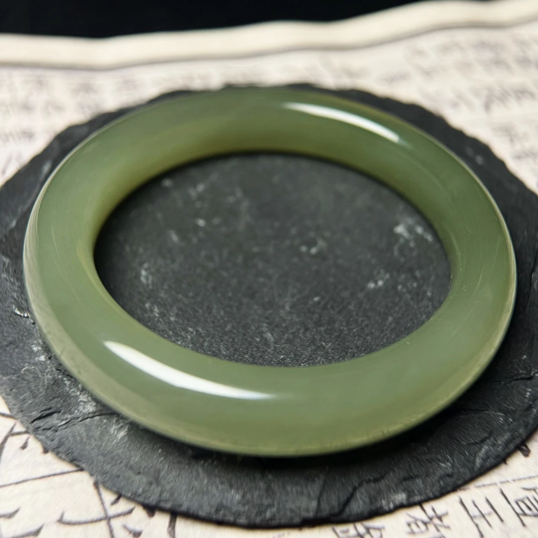 【茶晴】天然和田玉正圈手镯女款绿色冰透精美高冰女士飘绿