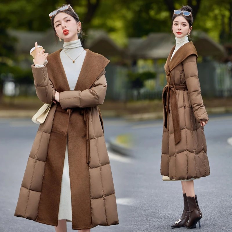 长款双面羊毛绒羽绒服女2025冬季新款时尚大衣女款爆款2025新款