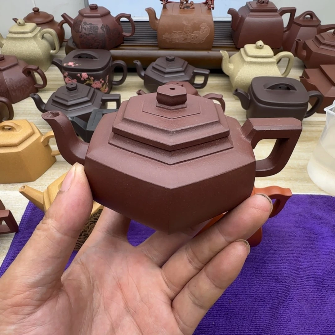紫泥壶半手工制作紫泥。六方雪华150毫升。微瑕福利