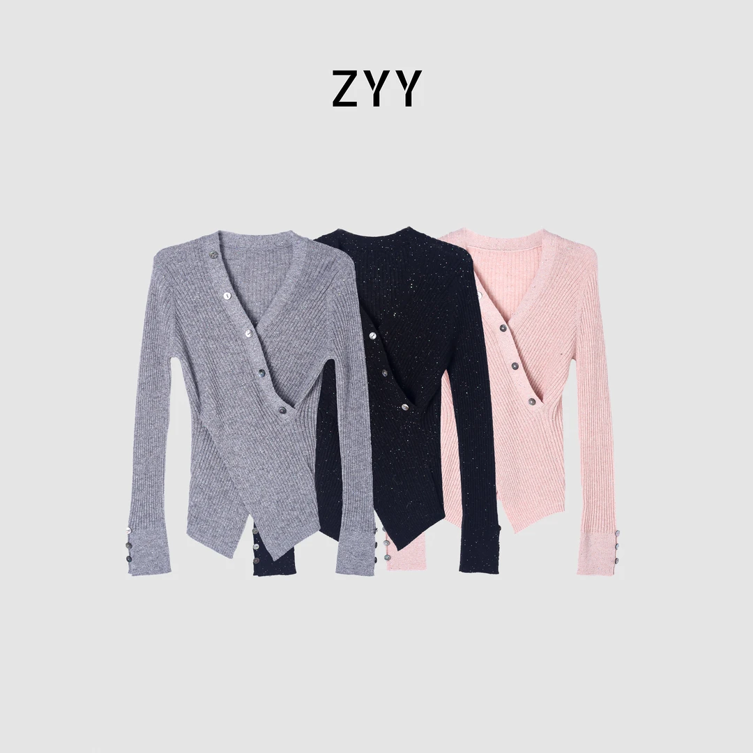 ZYY【氧气因子】2025S/显瘦百搭V领绵羊毛时尚针织衫X25DMY06109