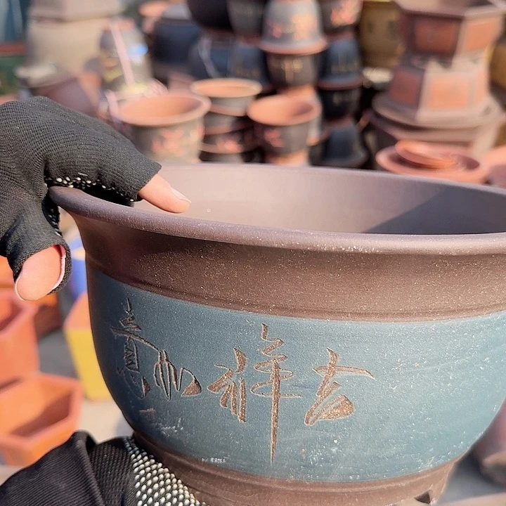 紫砂蓝中花盆花盆花盆