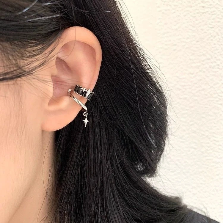 甜酷辣妹风六芒星流苏耳骨夹耳夹无耳洞高级感轻奢小众设计感耳饰