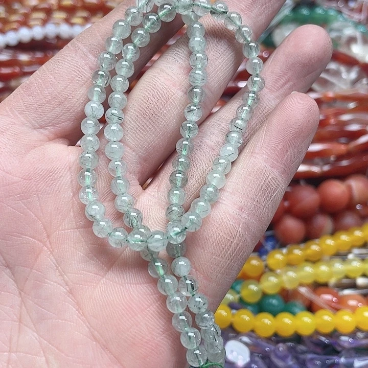 玛瑙/玉髓珠宝半成品未镶嵌一条4mm绿发晶