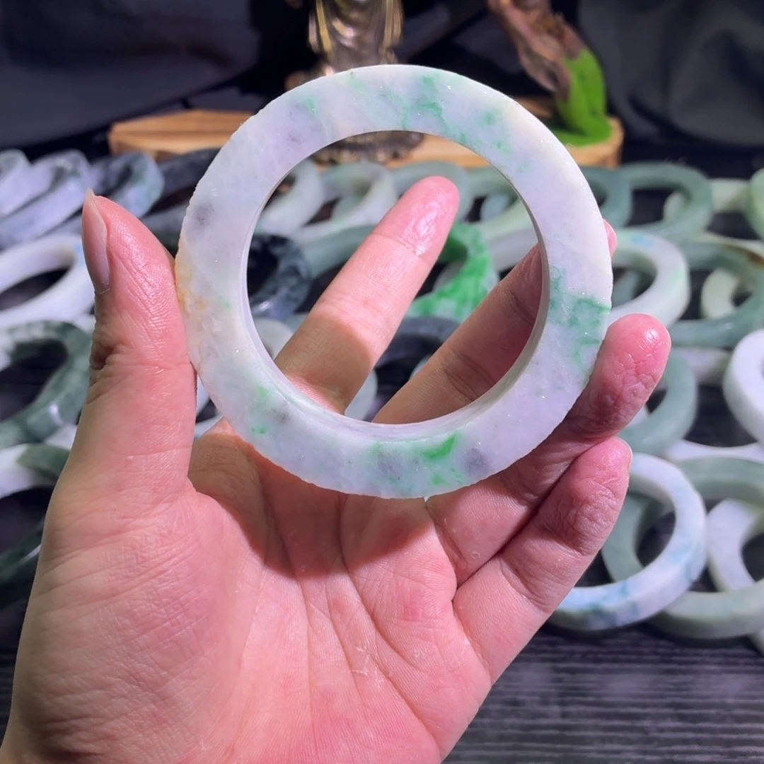 定制翡翠未镶嵌天然纹理随机，追求完美者慎拍