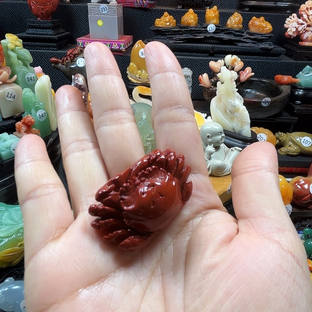 寿山石印石螃蟹摆件