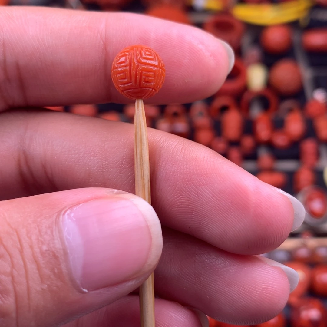 南红玛瑙未镶嵌回纹圆珠9+