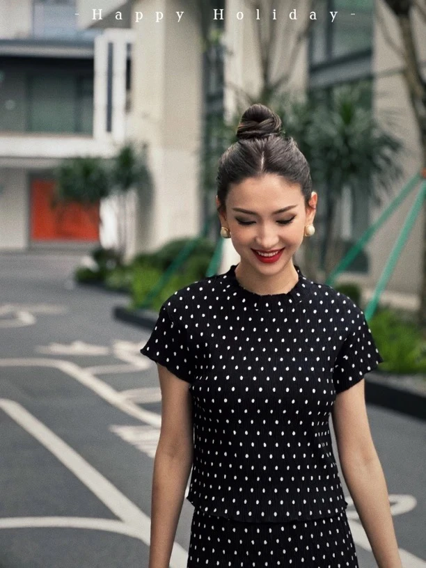 娜主播爆款波点百搭套装