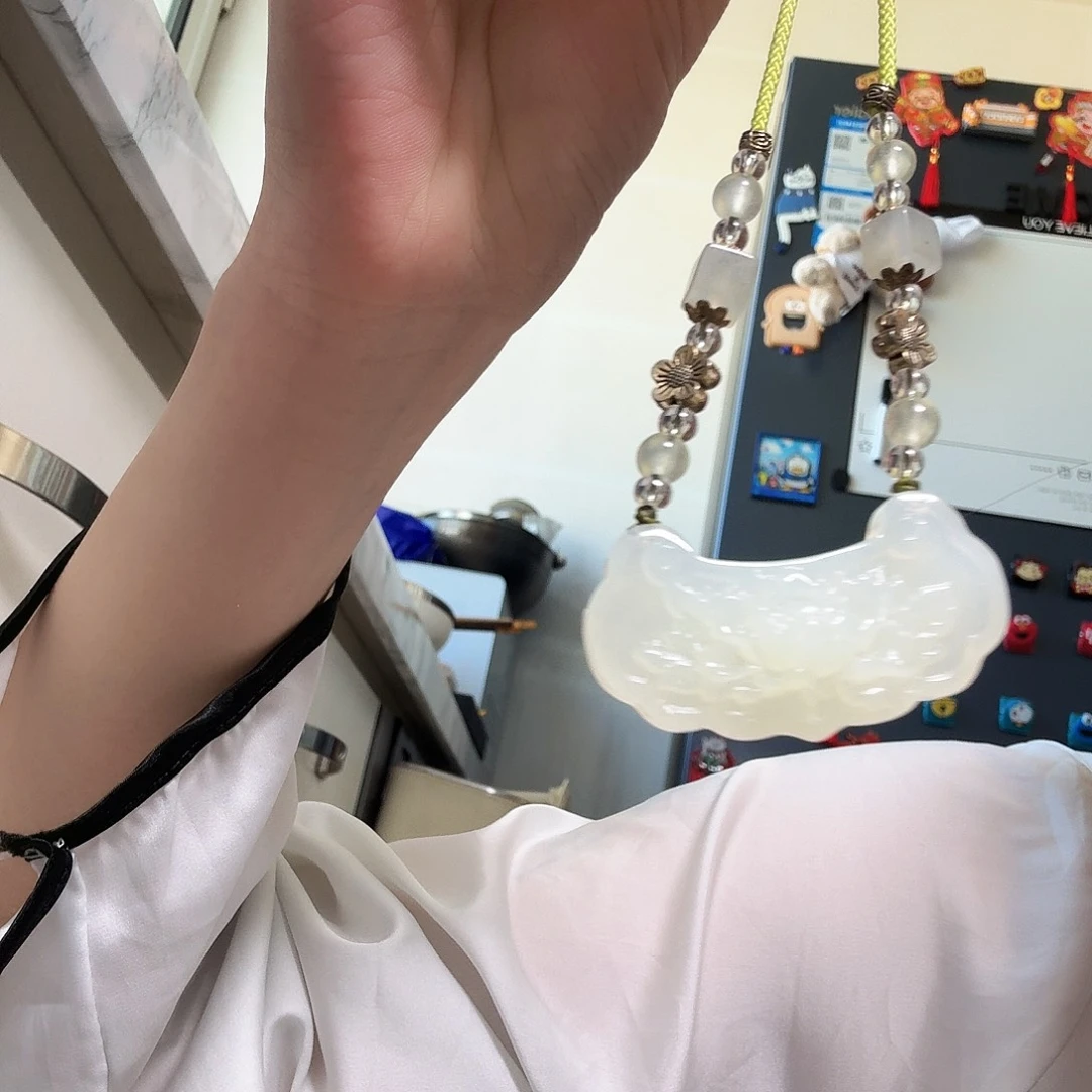 蛇纹石玉平安如意锁未镶嵌