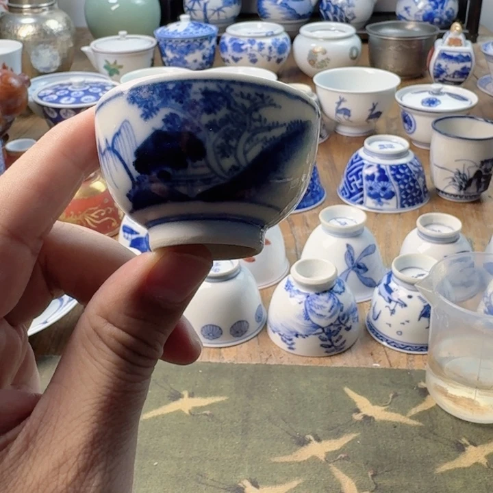 L***校青花瓷器杯子茶具