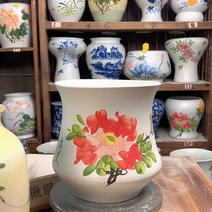 陶小蛮腰红牡丹陶瓷