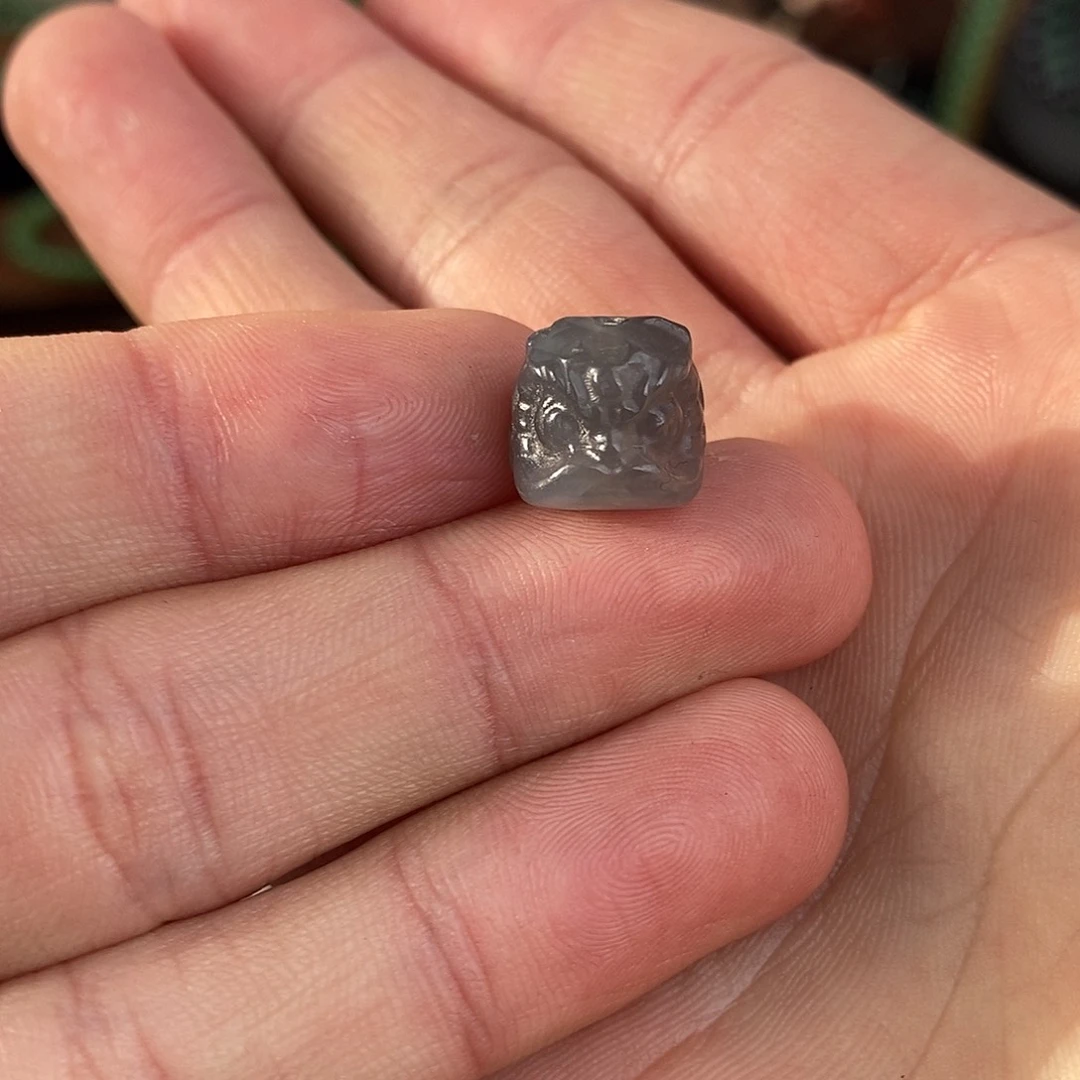 和田玉吊坠(不含链)未镶嵌烟紫醒狮