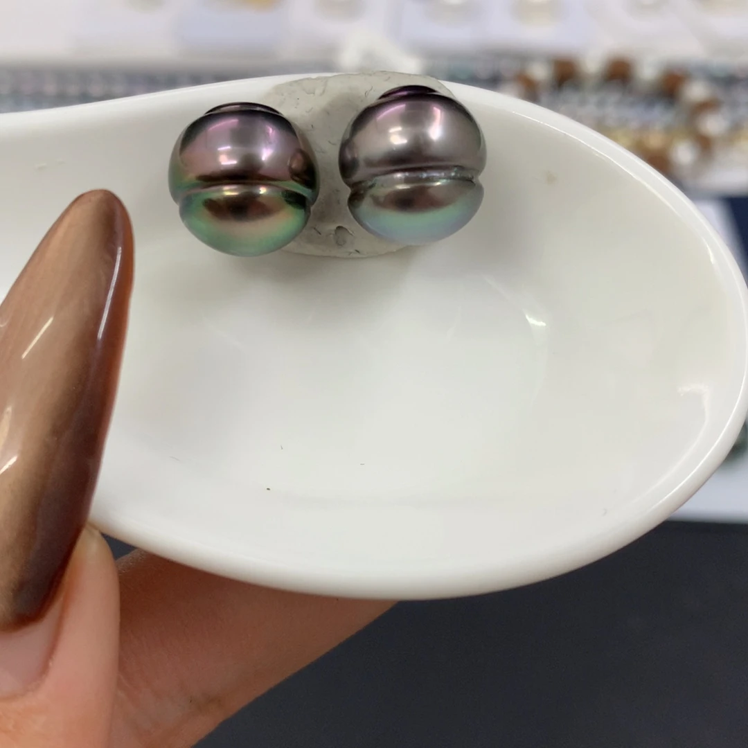 定制海水珍珠未镶嵌裸珠大溪地Ab色对珠11-12mm