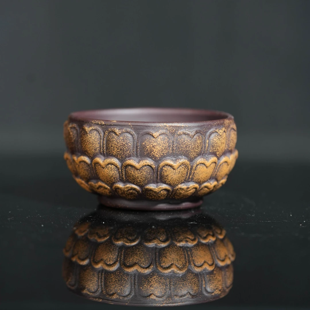 莲子杯 宜兴原矿紫砂 全手工主人杯紫砂杯