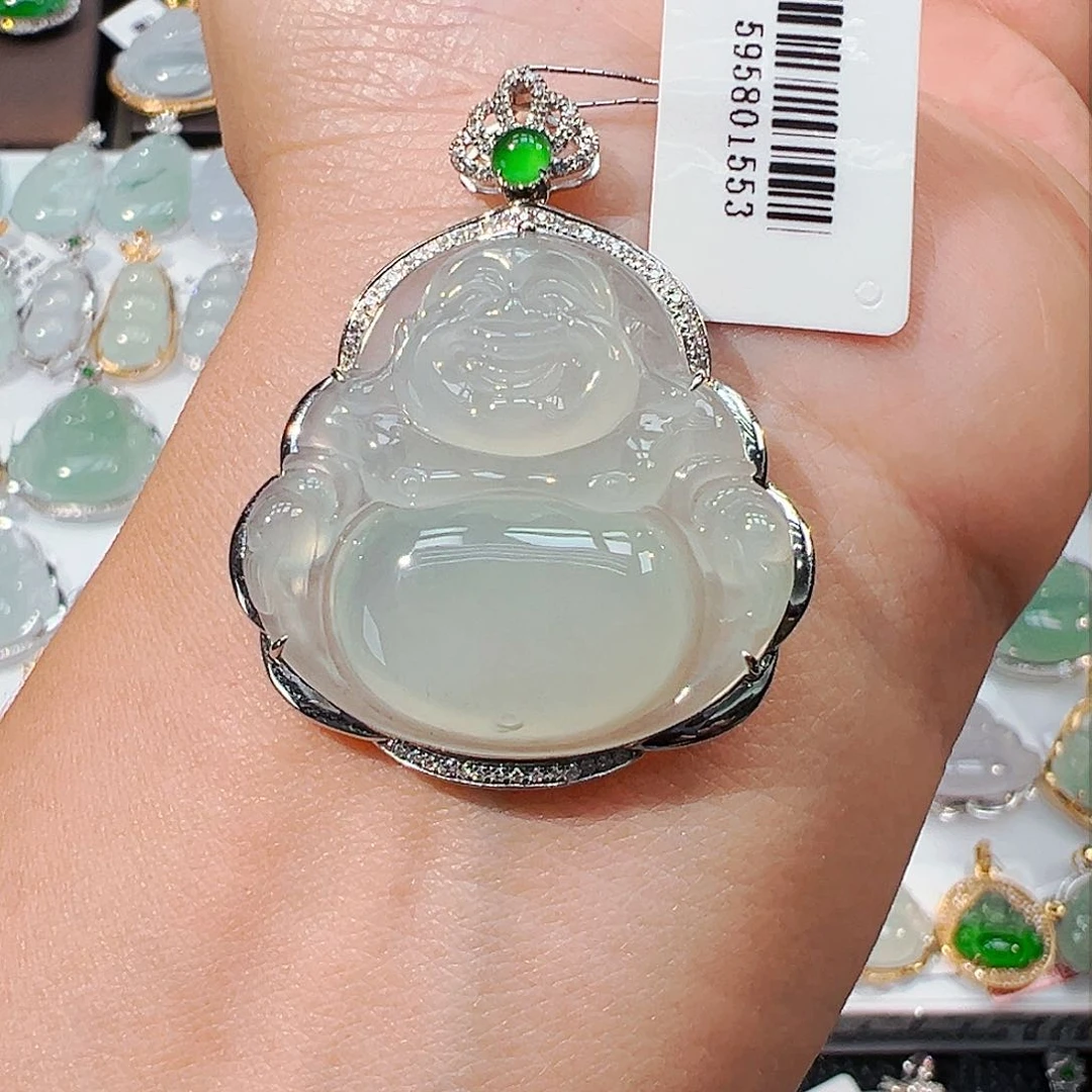 吊坠(不含链)18K金镶嵌翡翠佛公