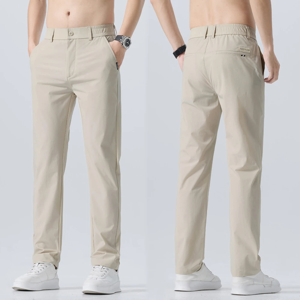 2025夏季薄款休闲长裤男士直筒裤弹力修身韩版潮流百搭工作男裤