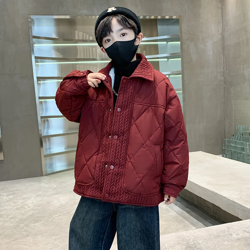 童装男童加绒加厚外套2025新款儿童时尚夹棉上衣保暖中童上衣