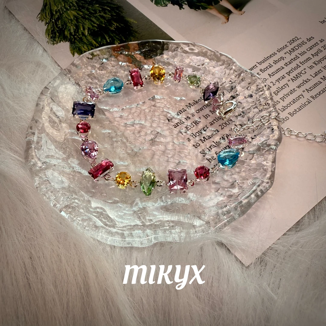 mikyx 铜合金合成锆石手链 彩色镶嵌手链A108